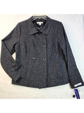 Vintage Pendleton Tweed Wool Jacket 10 Navy Deadstock Quiet Luxury Professional
